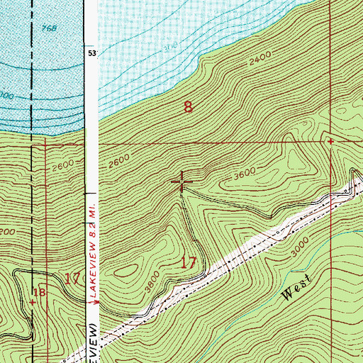Topographic Map of Bernard Overlook, ID
