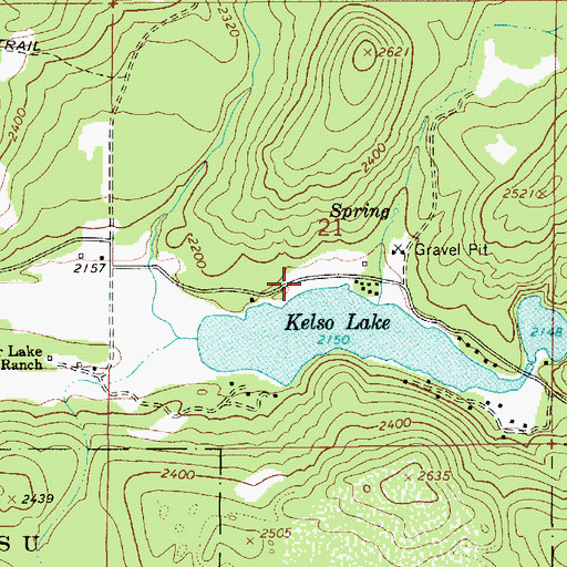 Topographic Map of Kelso Lake Access, ID