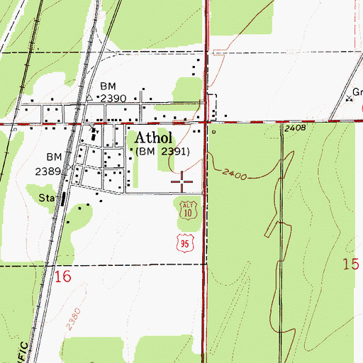Topographic Map of Athol Elementary School, ID