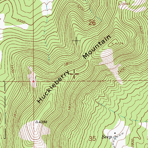 Topographic Map of Huckleberry Mountain Lookout, ID