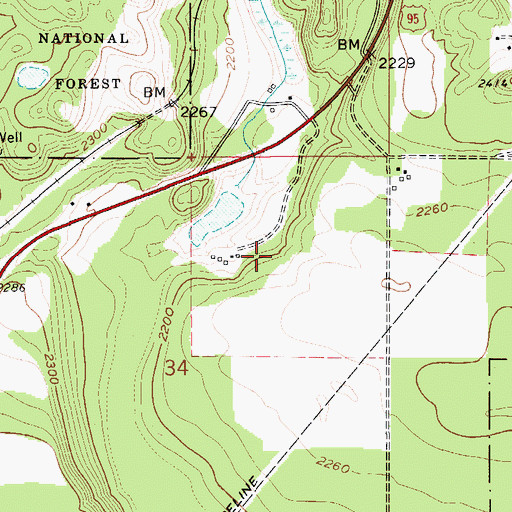 Topographic Map of Hoodoo Rest Area, ID