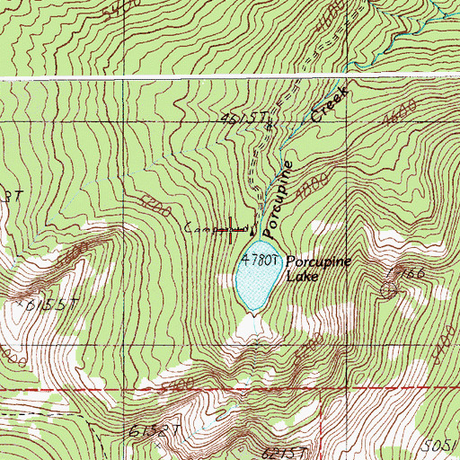 Topographic Map of Porcupine Lake Campground, ID