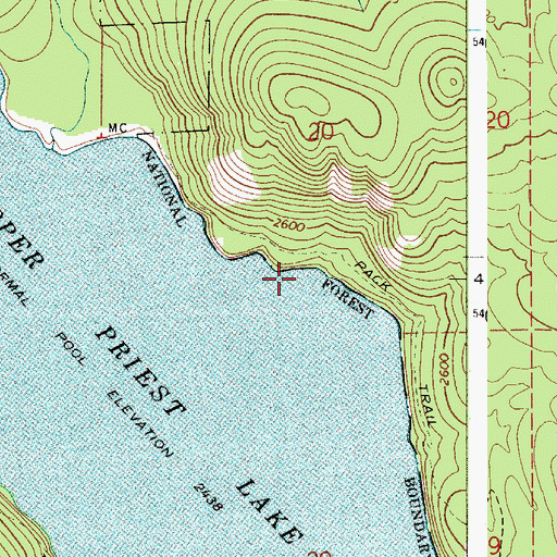 Topographic Map of Upper Priest Lake Scenic Area, ID