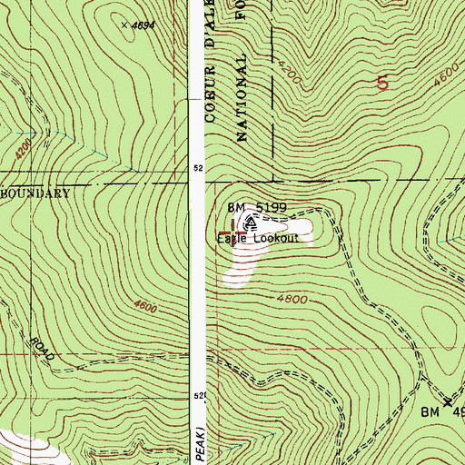 Topographic Map of Eagle Lookout, ID