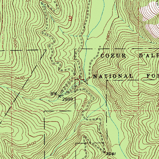 Topographic Map of Lost Girl Creek, ID