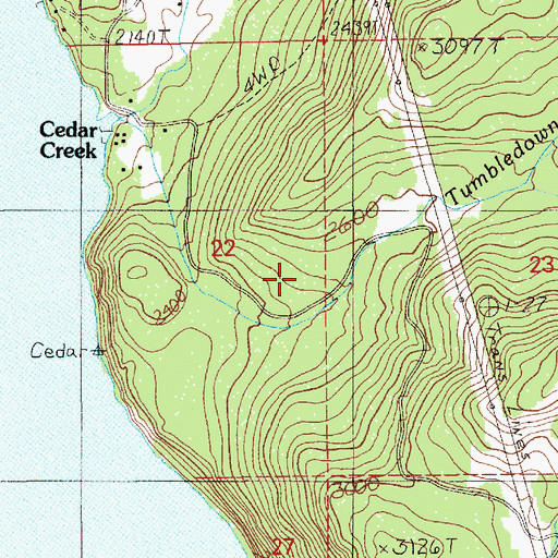 Topographic Map of Tumbledown Guard Station, ID