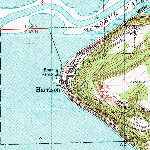 Topographic Map of Harrison City Park, ID