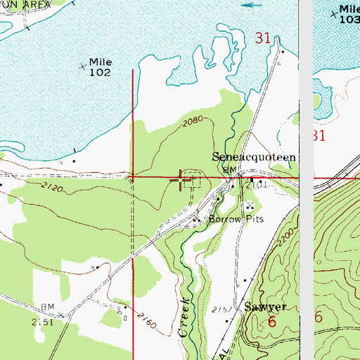 Topographic Map of Seneacquoteen Cemetery, ID