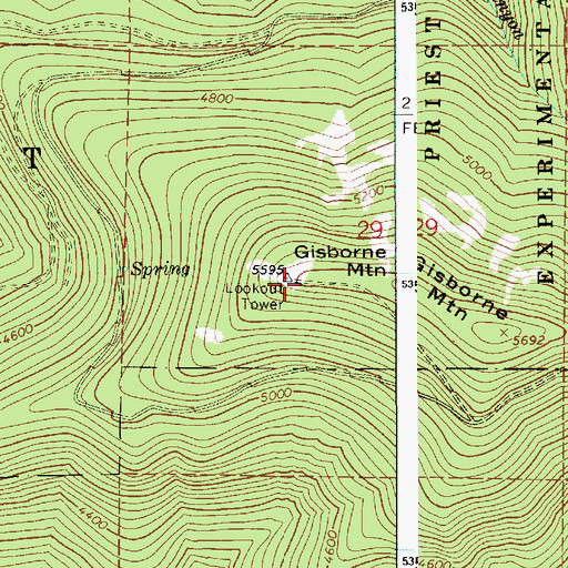 Topographic Map of Gisbourne Mountain Vista, ID