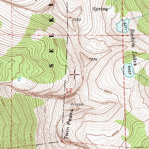Topographic Map of Seven Sisters, ID