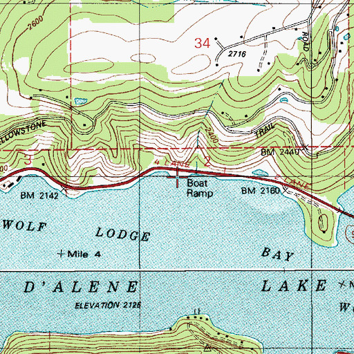 Topographic Map of Blue Point Public Boat Ramp, ID