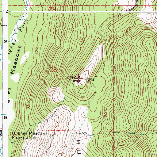 Topographic Map of Hughes Ridge Viewpoint, ID