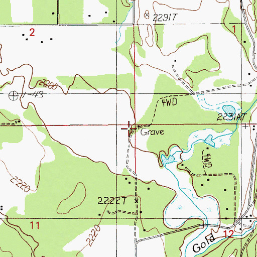 Topographic Map of Gold Creek Cemetery, ID