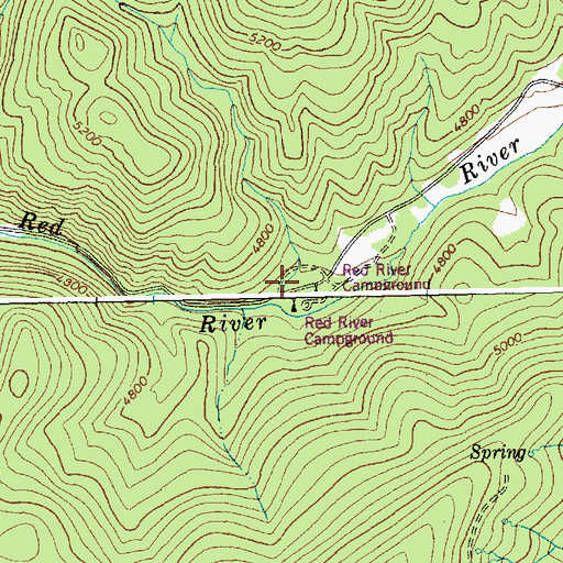 Topographic Map of Red River Campground, ID