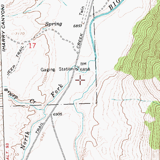 Topographic Map of Deep Creek Recreation Site, ID