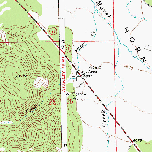 Topographic Map of Vader Creek Rest Area, ID