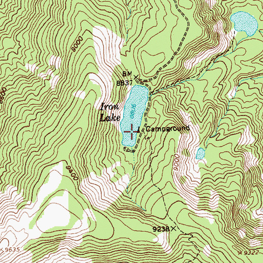 Topographic Map of Iron Lake Campground, ID