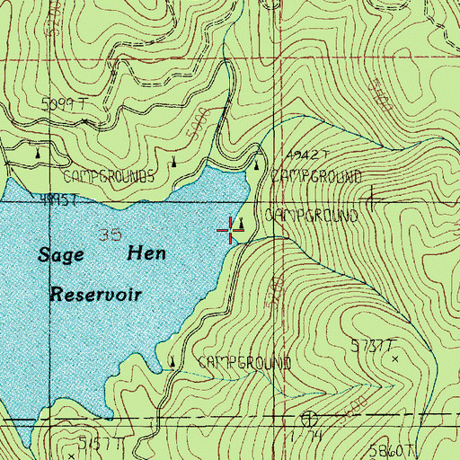 Topographic Map of Eastside Campground, ID