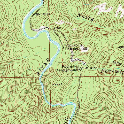 Topographic Map of Lodgepole Roadside Park, ID
