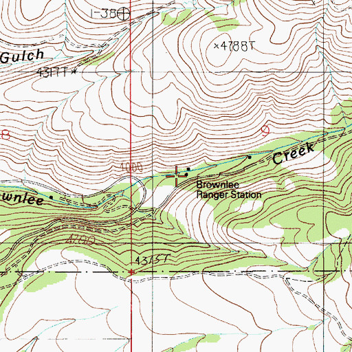 Topographic Map of Brownlee Ranger Station, ID