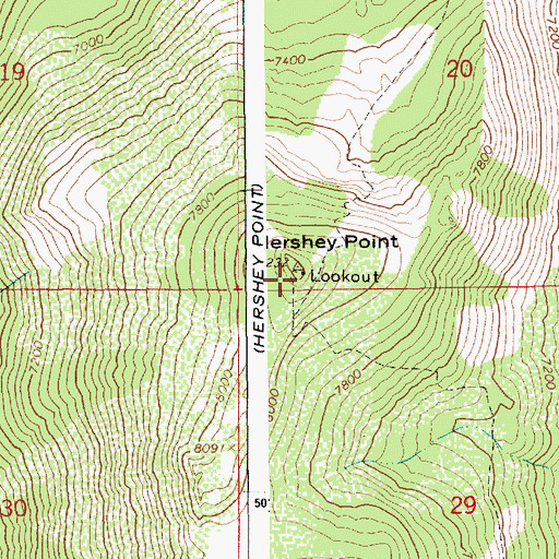 Topographic Map of Hershey Point Lookout, ID