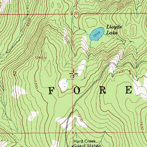 Topographic Map of Lloyds Lake Overlook, ID