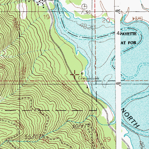 Topographic Map of Rainbow Point Campground, ID