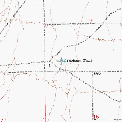 Topographic Map of Dickson Tank, AZ
