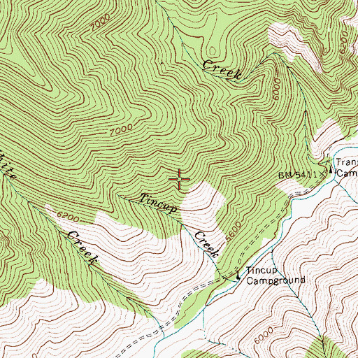Topographic Map of Phillips Creek Transfer Campground, ID