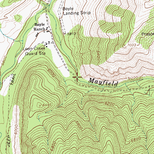 Topographic Map of Monte Cristo Recreation Site, ID