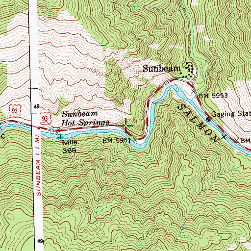 Topographic Map of Sunbeam Dam Recreation Site, ID