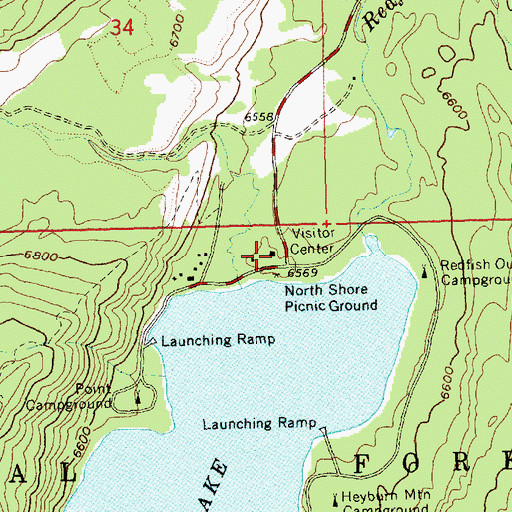 Topographic Map of Redfish Lake Visitors Center, ID
