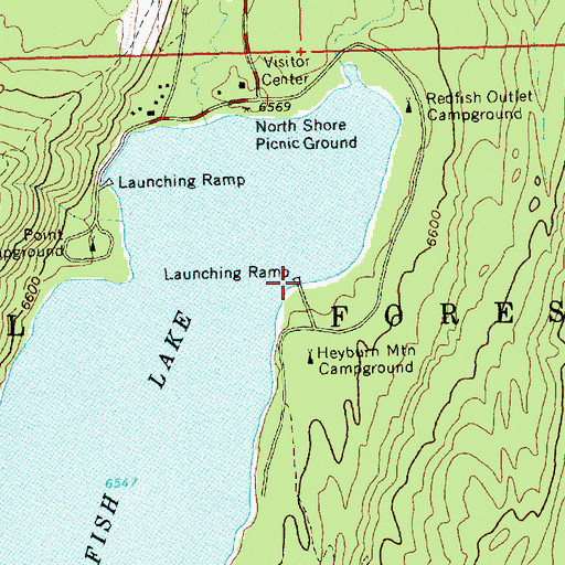 Topographic Map of Sandy Beach Boat Ramp, ID