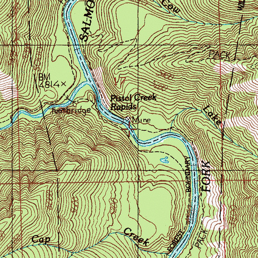 Topographic Map of Quick Stop Campsite, ID