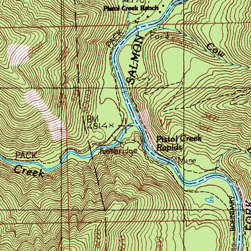 Topographic Map of Pistol Creek Campground, ID