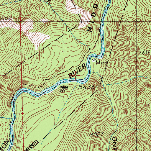 Topographic Map of Oakie Point Campsite, ID