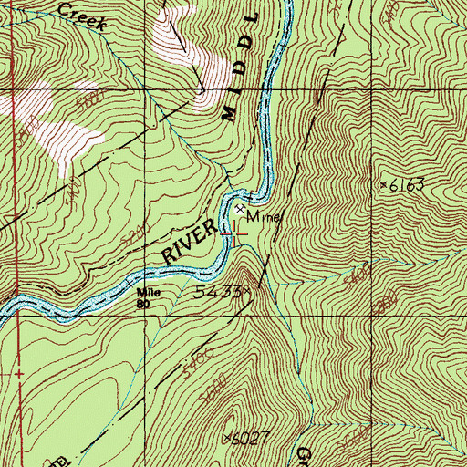 Topographic Map of Greyhound Creek Campsite, ID