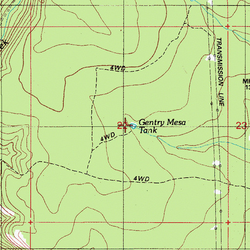 Topographic Map of Gentry Mesa Tank, AZ
