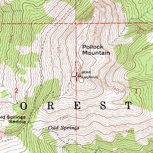 Topographic Map of Pollock Mountain Lookout, ID