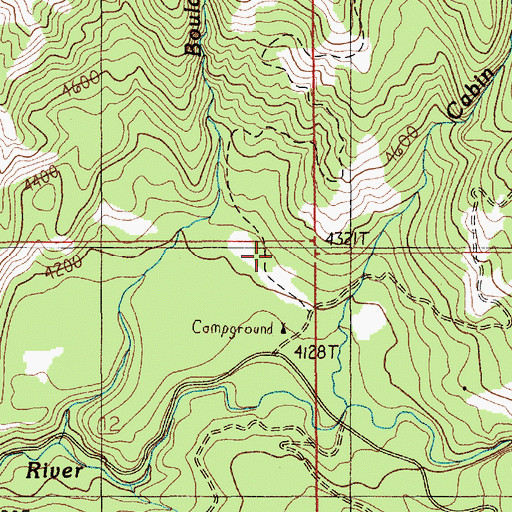 Topographic Map of Cabin Creek Campground, ID