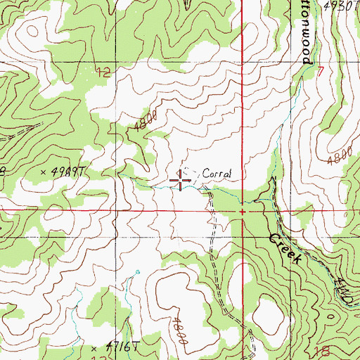 Topographic Map of Cottonwood Corrals, ID