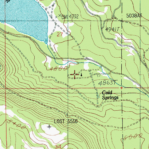 Topographic Map of Cold Springs Campground, ID