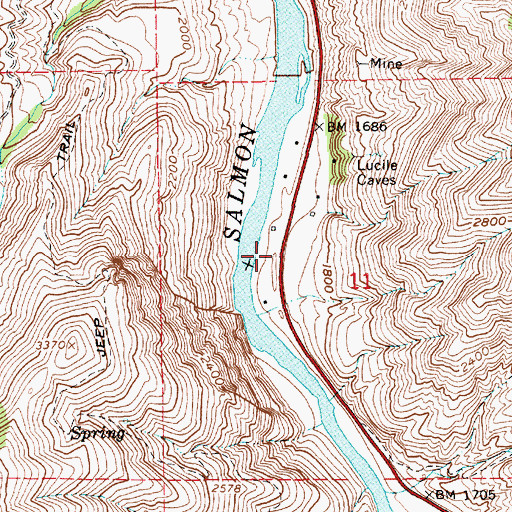 Topographic Map of Lucile Bar, ID