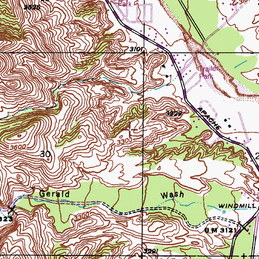 Topographic Map of Gerald Hills Tank, AZ