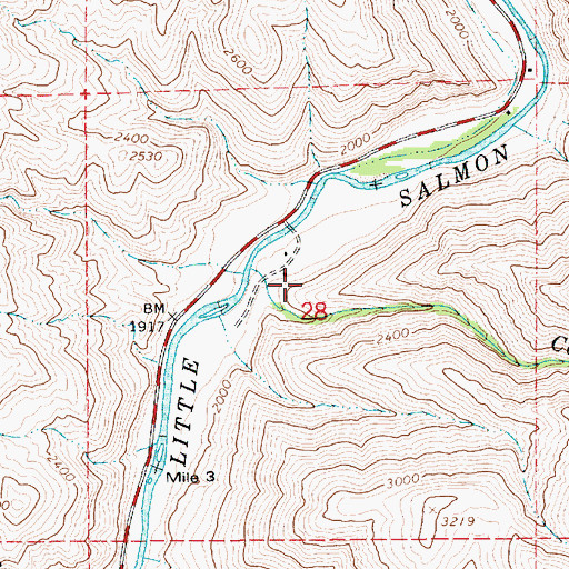 Topographic Map of Wicks, ID
