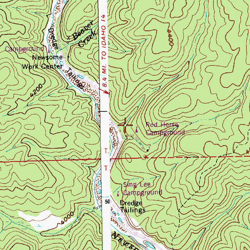 Topographic Map of Red Horse Campground, ID