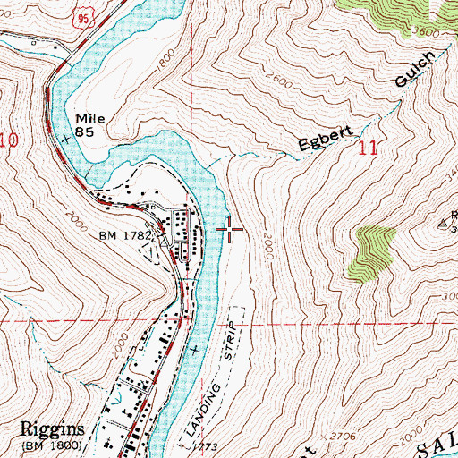 Topographic Map of North Riggens, ID