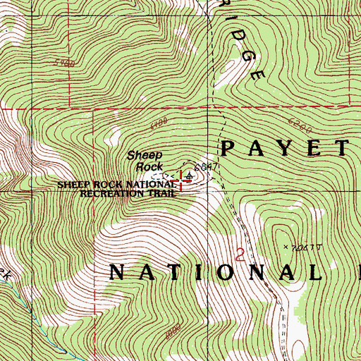 Topographic Map of Sheep Rock Overlook, ID