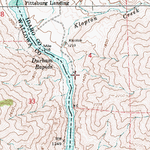 Topographic Map of Upper Pittsburgh Landing, ID