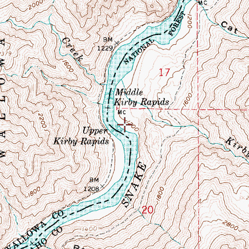 Topographic Map of Kirby Bar, ID